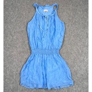 Sofia Made in Italy Sky‎ Blue Sleeveless Smocked Waist Mini Dress Women Size S